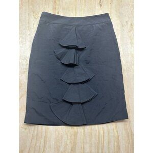 Alice + Olivia Black Tiered Flouced Silk Blend Skirt Small Sz 4 See Measurements
